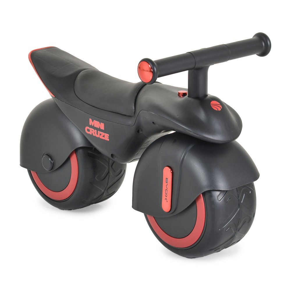 Byox Bicicleta fara pedale Ride On Mini Cruze Black cu muzica Roti EVA late si stabile cu rulment Sezut ergonomic din piele Design compact Manere ergonomice Recomandata de la 18 luni Greutate admisa 30 kg