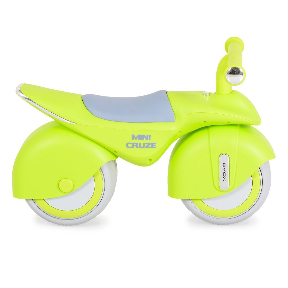 Byox Bicicleta fara pedale Ride On Mini Cruze Green cu muzica Roti EVA late si stabile cu rulment Sezut ergonomic din piele Design compact Manere ergonomice Recomandata de la 18 luni Greutate admisa 30 kg