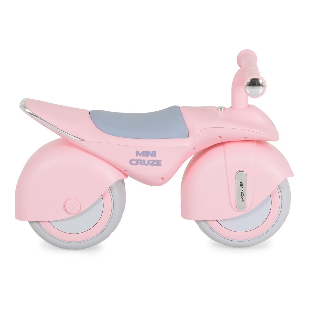 Byox Bicicleta fara pedale Ride On Mini Cruze Pink cu muzica Roti EVA late si stabile cu rulment Sezut ergonomic din piele Design compact Manere ergonomice Recomandata de la 18 luni Greutate admisa 30 kg