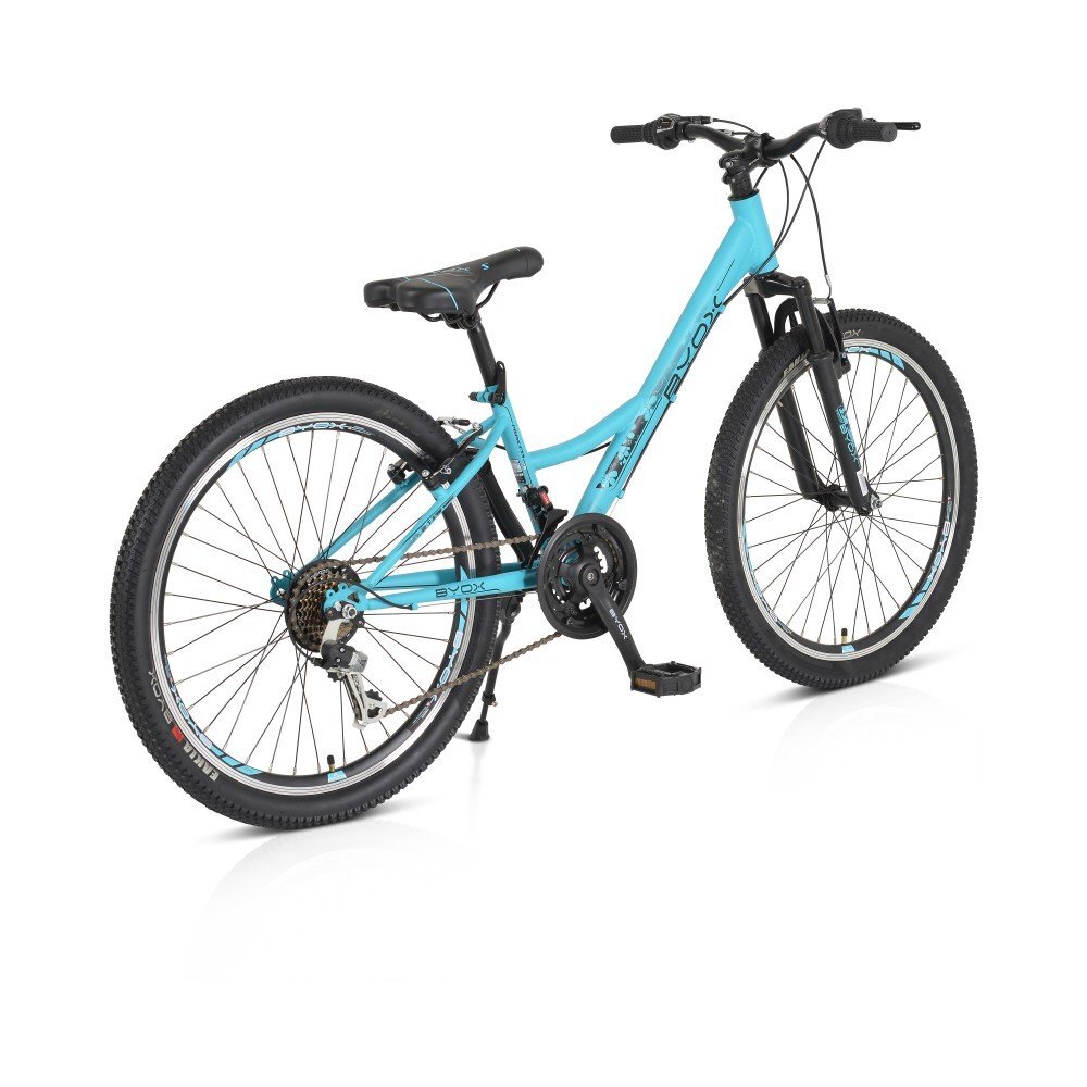 Byox Bicicleta pentru copii Princess Turcoaz 24 inch 21 viteze Shimano frana V-brake scaun si ghidon reglabile cric