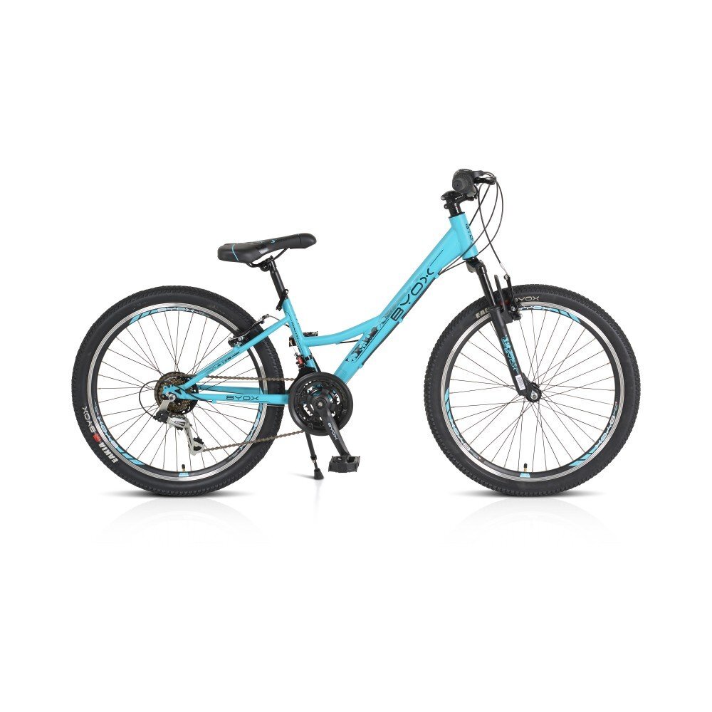 Byox Bicicleta pentru copii Princess Turcoaz 24 inch 21 viteze Shimano frana V-brake scaun si ghidon reglabile cric