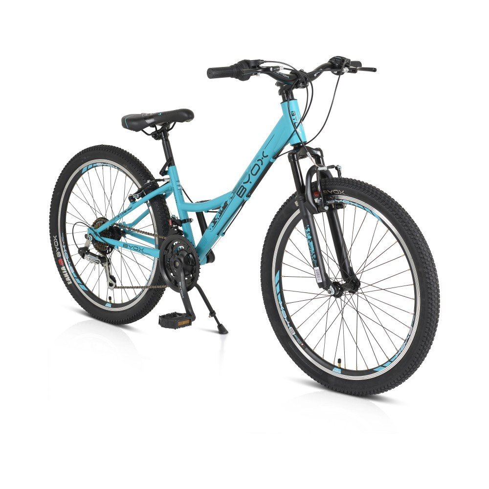 Byox Bicicleta pentru copii Princess Turcoaz 24 inch 21 viteze Shimano frana V-brake scaun si ghidon reglabile cric