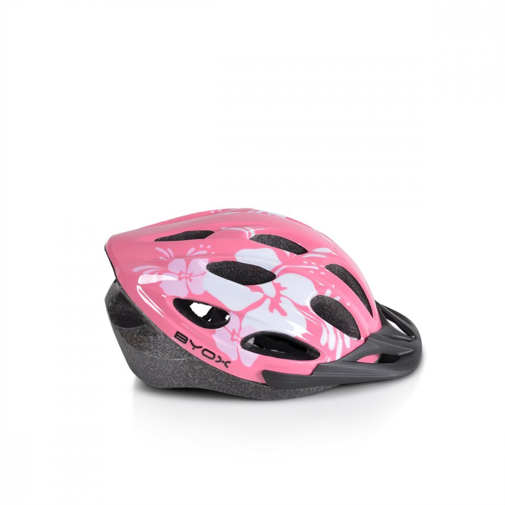 Byox Casca de protectie pentru copii Y02 Pink M marime 54-58 cmLumini LED orificii pentru ventilatie Reglator de dimensiune Vizor detasabil Captuseala detasabila