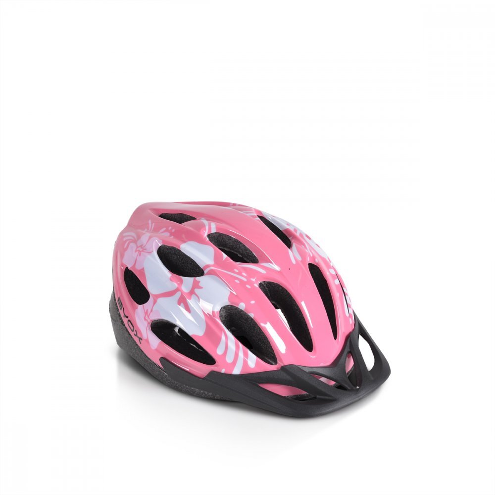Byox Casca de protectie pentru copii Y02 Pink M marime 54-58 cmLumini LED orificii pentru ventilatie Reglator de dimensiune Vizor detasabil Captuseala detasabila