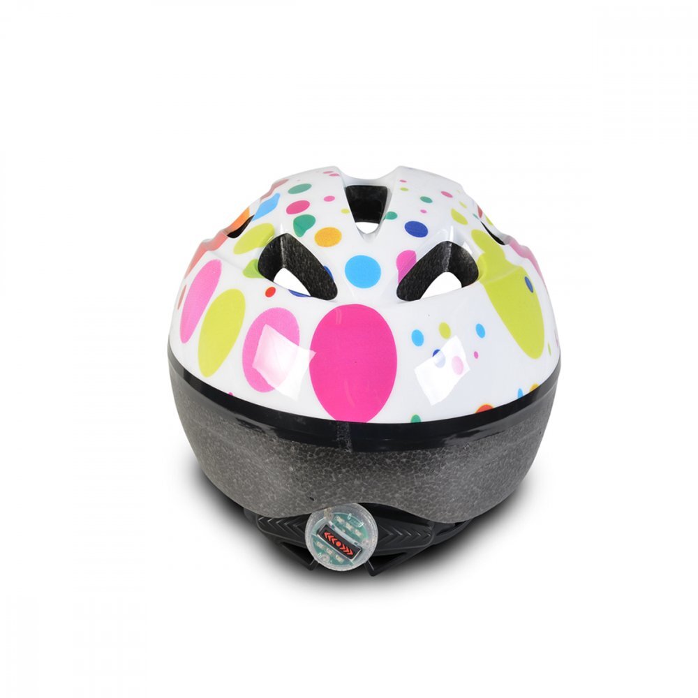 Byox Casca de protectie pentru copii Y03 Dots marime 48-54 cmcu 8 orificii de ventilatie Reglator de dimensiune Captuseala detasabila Lumini LED pentru vizibilitate nocturna