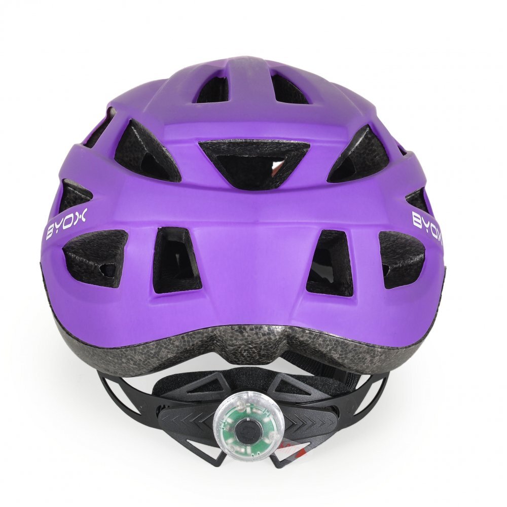 Byox Casca de protectie pentru copii Y48 Purple Marime 54-58 cmcu lumina LED Tehnologie In-Mold 17 orificii de ventilatie Reglator de dimensiune Vizor si Captuseala detasabila Lumini LED pentru vizibilitate nocturna