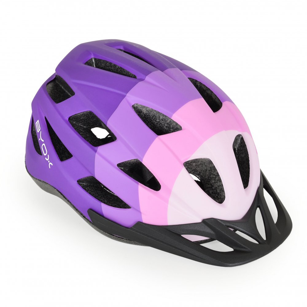 Byox Casca de protectie pentru copii Y48 Purple Marime 54-58 cmcu lumina LED Tehnologie In-Mold 17 orificii de ventilatie Reglator de dimensiune Vizor si Captuseala detasabila Lumini LED pentru vizibilitate nocturna