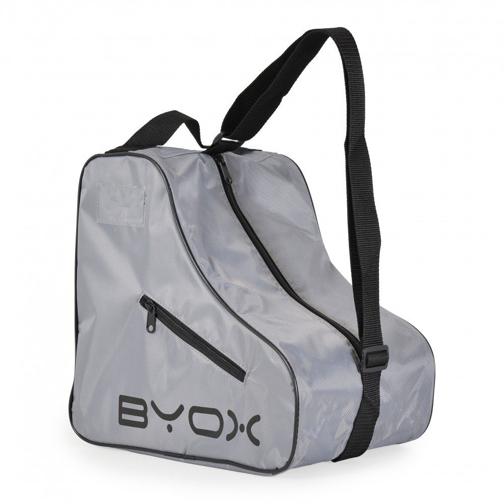 Byox Geanta cu fermoar pentru depozitare role sau patine Skate Gri cu maner reglabil si buzunar accesorii