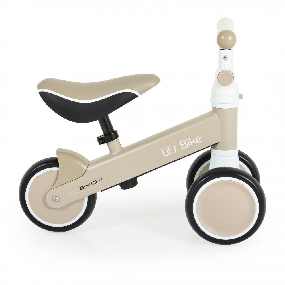 Byox Mini tricicleta de echilibru fara pedale Lils bike Beige sezut moale si reglabil pe inaltime interval de viraj limitat roti late din spuma EVA potrivita copiilor de la 1 an