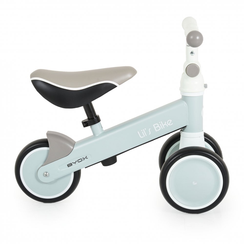 Byox Mini tricicleta de echilibru fara pedale Lils bike Gray sezut moale si reglabil pe inaltime interval de viraj limitat roti late din spuma EVA potrivita copiilor de la 1 an
