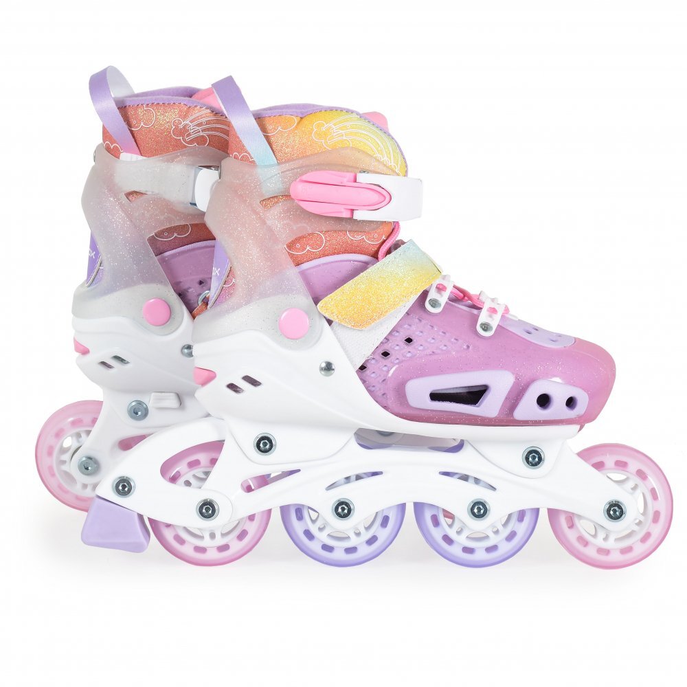 Byox Role reglabile marime 29-33 pentru copiiinterior respirabil cu spuma de amortizarecatarame reglabile cu inchidere Velcro si catarama dubla Dizzy Pink