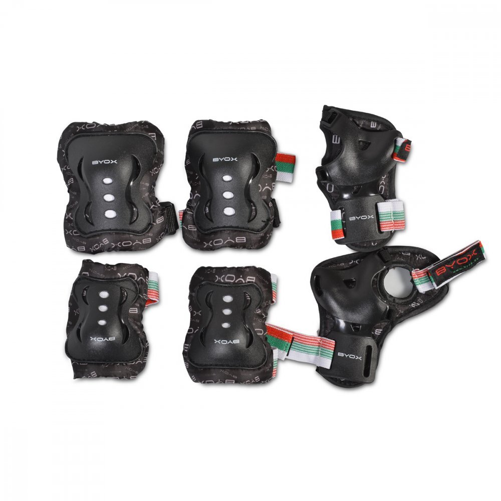 Byox Set protectii pentru copii cotiere genunchiere si brate clasa B 25-50kg Negru