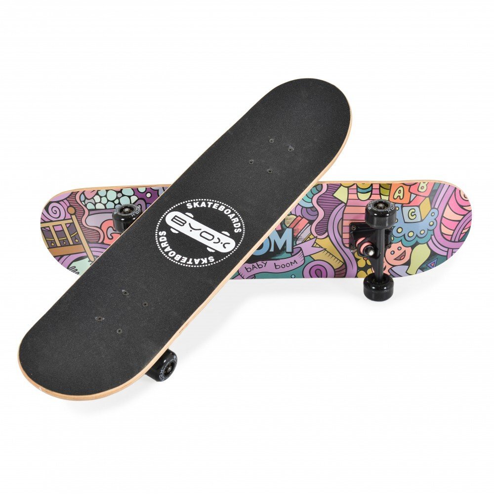 Byox Skateboard pentru copii Baby Boom 79 cm cu placa antiderapantaRulmenti ABEC-5Imprimeu modern