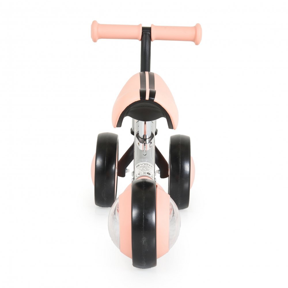 Byox Tricicleta copii fara pedale Mini Wee Pink scaun moale reglabil pe inaltime roti cu lumini raza de rotatie limitata roti late din spuma Eva de la 12 luni pana la 20 kg