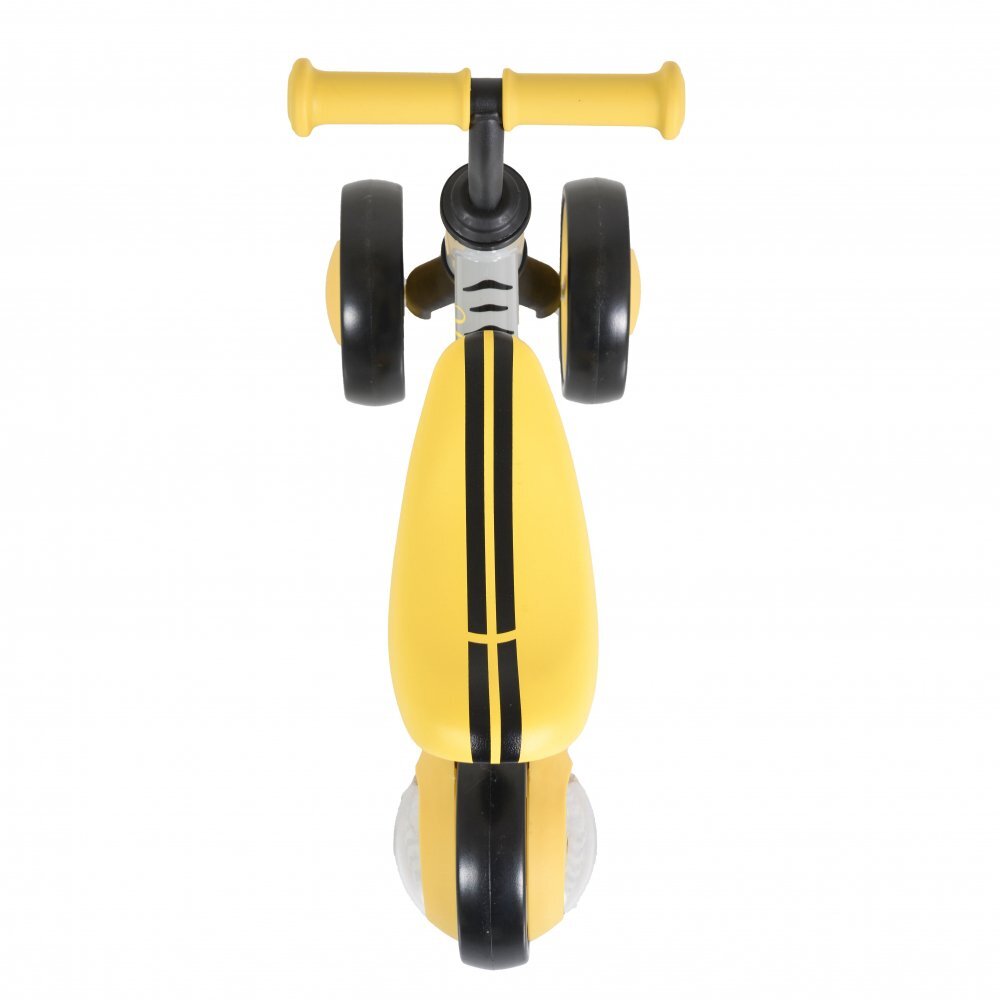Byox Tricicleta copii fara pedale Mini Wee Yellow scaun moale reglabil pe inaltime roti cu lumini raza de rotatie limitata roti late din spuma Eva de la 12 luni pana la 20 kg