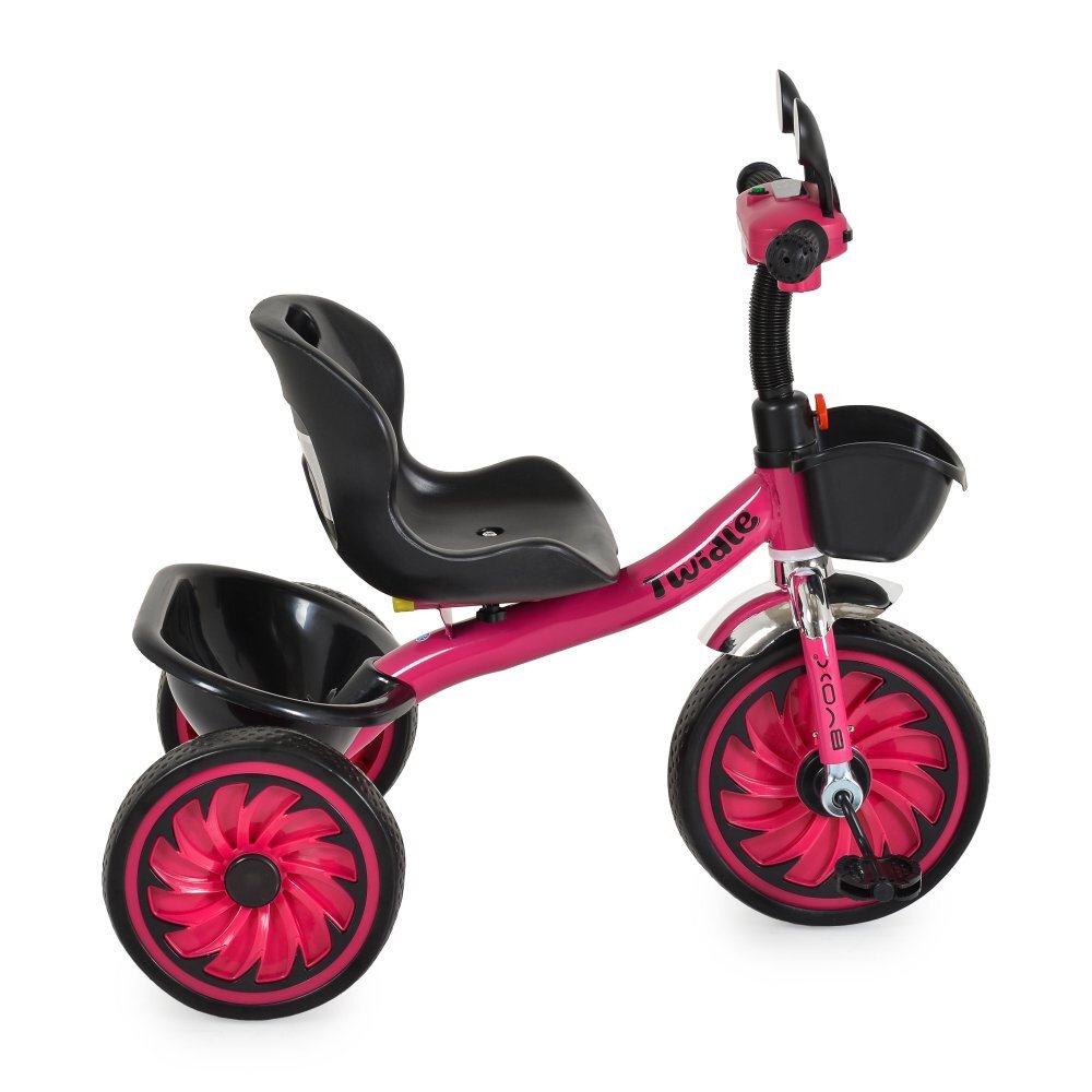 Byox Tricicleta cu pedale pentru copii Twidle Pink cu roti evasezut ergonomic reglabil cu spatarefecte de lumina si muzicaoglinzimanere ergonomicecos fata si spate pentru accesoriigreutate maxima 25kg