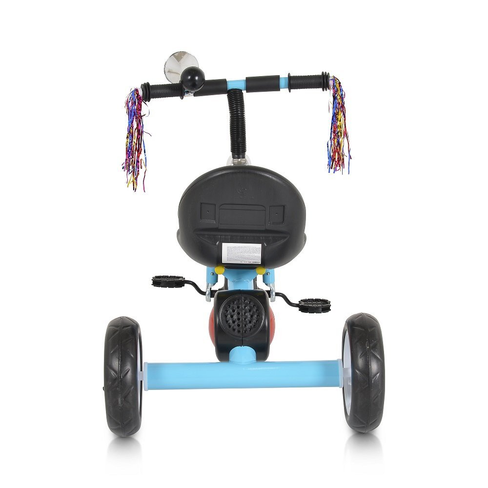 Byox Tricicleta pentru copii Bonfire Blue cu roti luminoase claxon muzica scaun reglabil 2 pozitii roti din cauciuc Eva de la 3 ani pana la 25 kg