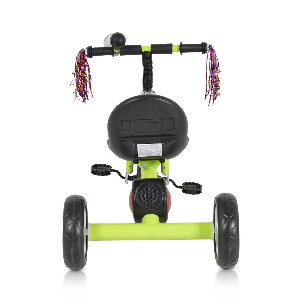 Byox Tricicleta pentru copii Bonfire Green cu roti luminoase claxon muzica scaun reglabil 2 pozitii roti din cauciuc Eva de la 3 ani pana la 25 kg