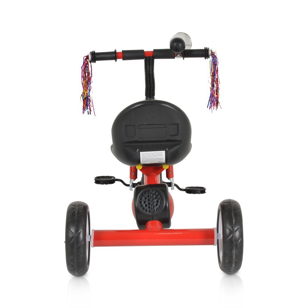 Byox Tricicleta pentru copii Bonfire Red cu roti luminoase claxon muzica scaun reglabil 2 pozitii roti din cauciuc Eva de la 3 ani pana la 25 kg
