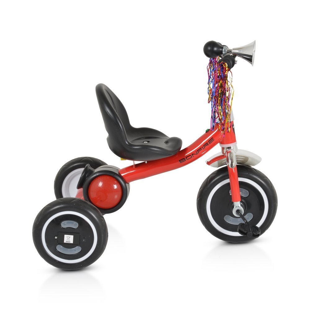 Byox Tricicleta pentru copii Bonfire Red cu roti luminoase claxon muzica scaun reglabil 2 pozitii roti din cauciuc Eva de la 3 ani pana la 25 kg