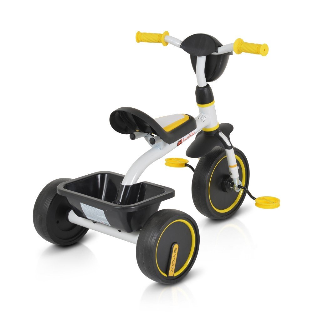 Byox Tricicleta pentru copii Buddy White cu cosulete de depozitare roti din cauciuc Eva scaun ergonomic de la 3 ani pana la 25 kg