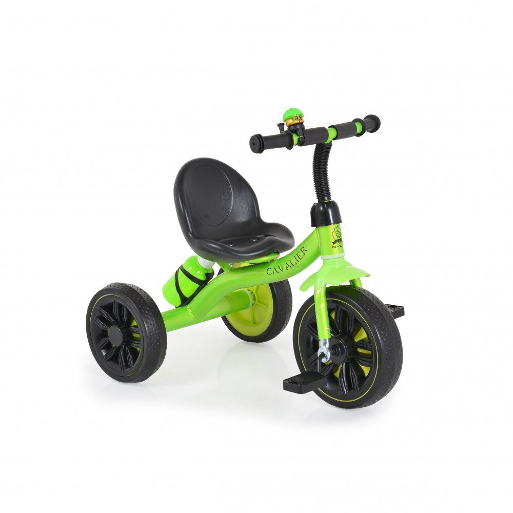 Byox Tricicleta pentru copii Cavalier Lux Green cu pedale suport sticluta apa scaun confortabil manere antiderapante structura metalica de la varsta de 3 ani pana la 25 kg
