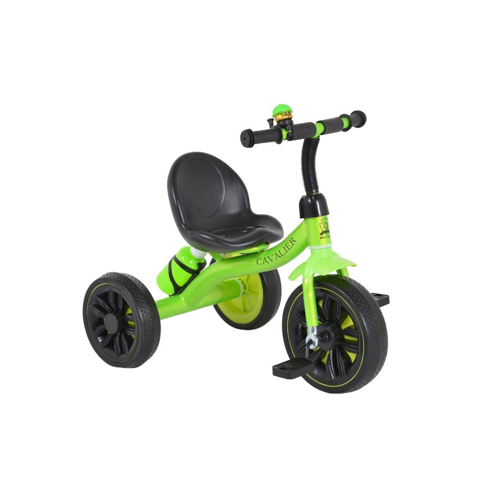 Byox Tricicleta pentru copii Cavalier Lux Green cu pedale suport sticluta apa scaun confortabil manere antiderapante structura metalica de la varsta de 3 ani pana la 25 kg