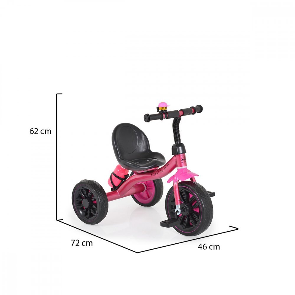 Byox Tricicleta pentru copii Cavalier Lux Pink cu pedale suport sticluta apa scaun confortabil manere antiderapante structura metalica de la varsta de 3 ani pana la 25 kg