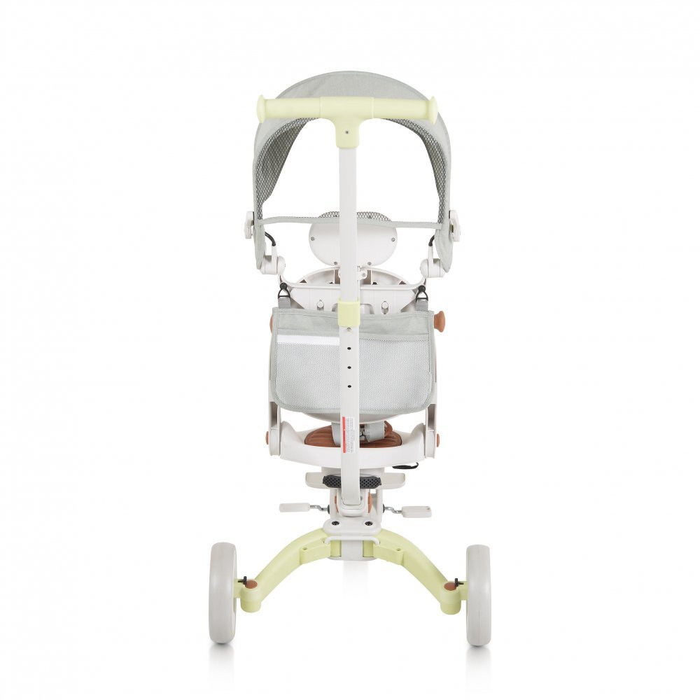 Byox Tricicleta pentru copii Compacto Verde ultrapliabila 3 in 1 cu suport de picioare control al directiei scaun reversibil rotire 360 grade spatar reglabil copertina XXLpernuta moale pe scaun si spatar