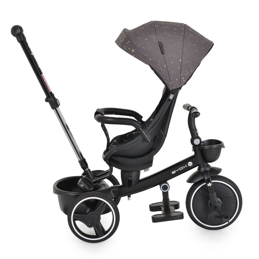 Byox Tricicleta pentru copii Fusion Greymaner parental reglabil pe inaltimescaun rotativ la 360 gradespatar reglabil cu pozitie somnghidon pliabilroti din PUfranahusa moale2 tipuri de suport picioarebara detasabila