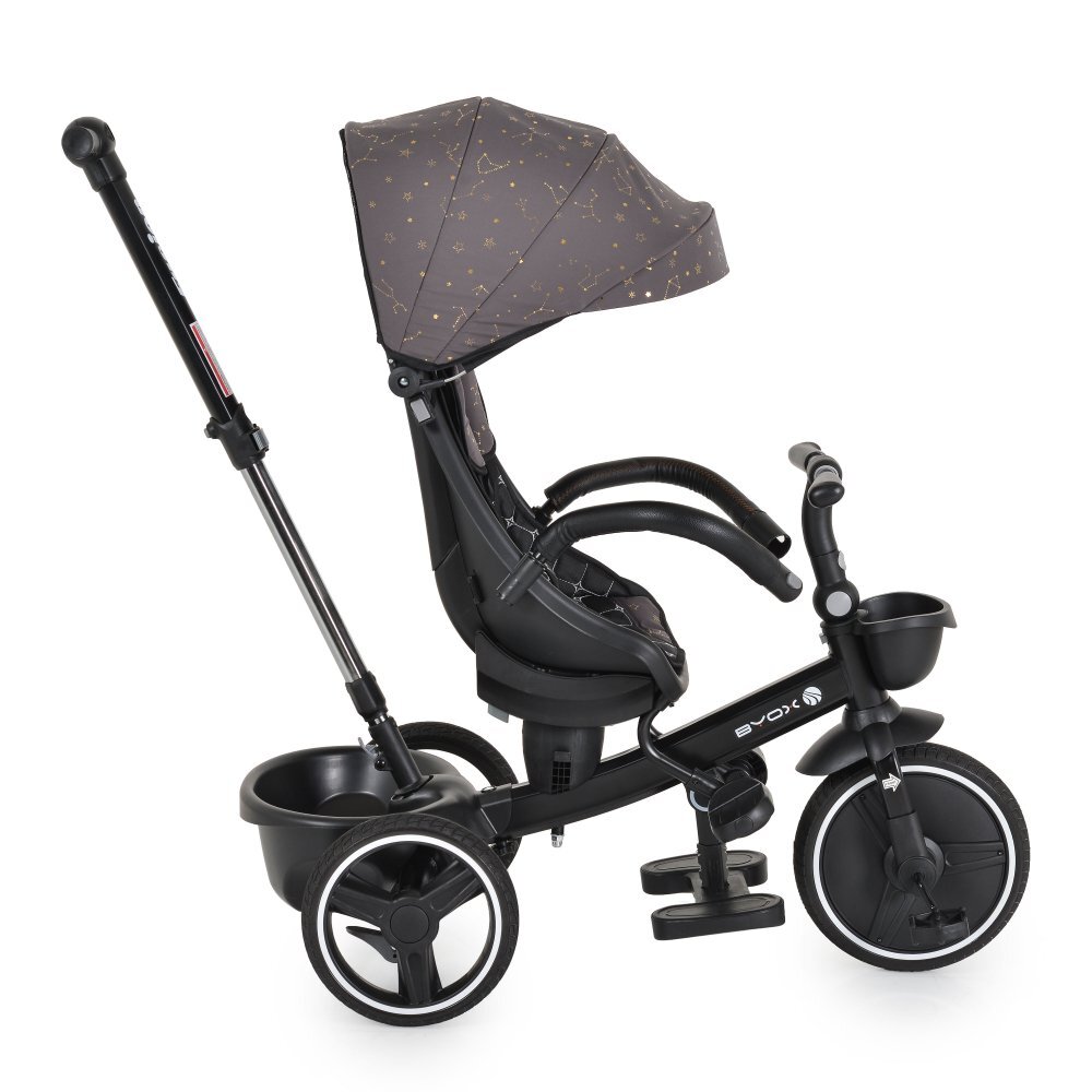 Byox Tricicleta pentru copii Fusion Greymaner parental reglabil pe inaltimescaun rotativ la 360 gradespatar reglabil cu pozitie somnghidon pliabilroti din PUfranahusa moale2 tipuri de suport picioarebara detasabila