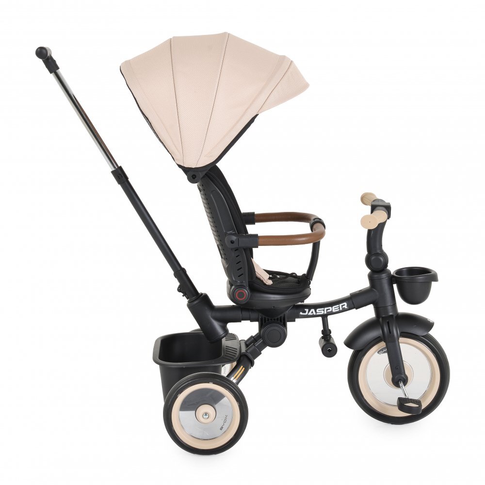 Byox Tricicleta pentru copii Jasper Beige pliabila cu maner parental spatar reglabil scaun rotativ greutate admisa 25 kg