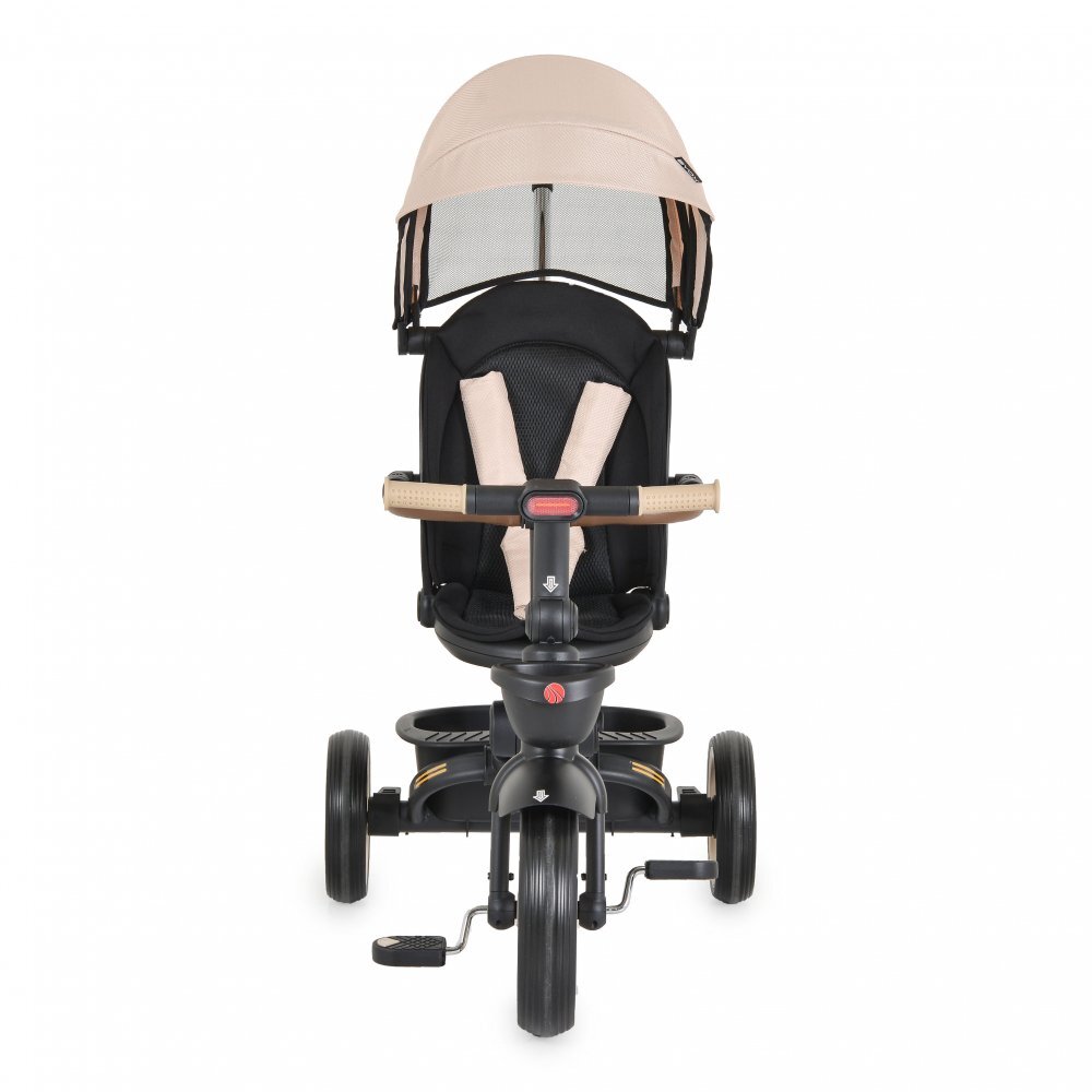Byox Tricicleta pentru copii Jasper Beige pliabila cu maner parental spatar reglabil scaun rotativ greutate admisa 25 kg
