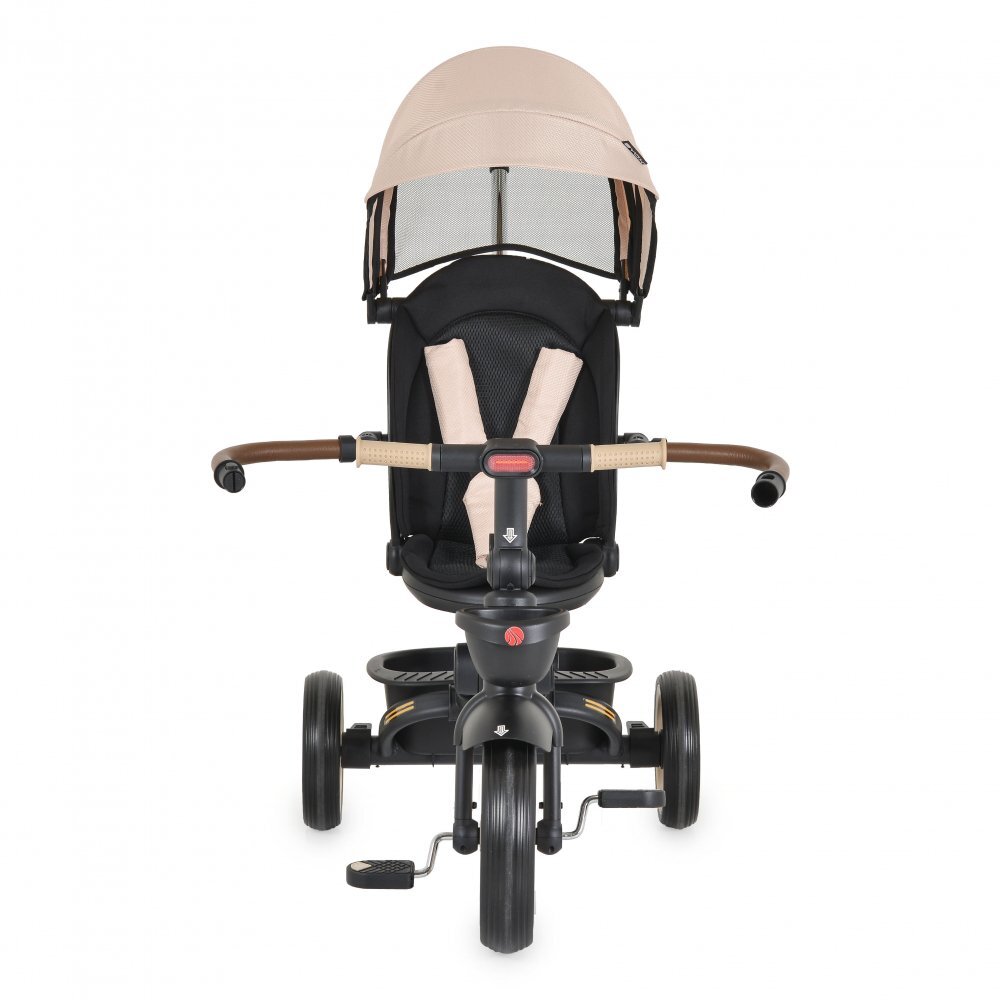 Byox Tricicleta pentru copii Jasper Beige pliabila cu maner parental spatar reglabil scaun rotativ greutate admisa 25 kg
