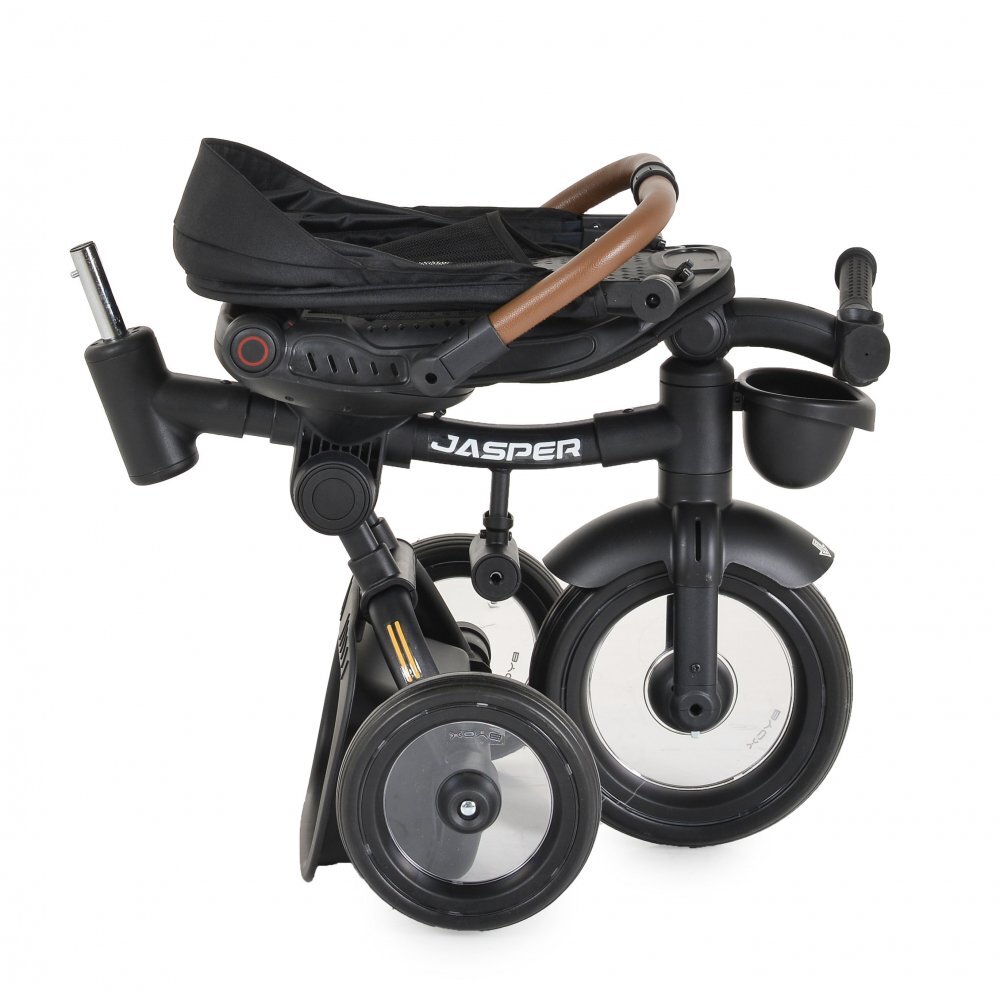 Byox Tricicleta pentru copii Jasper Black pliabila cu maner parental spatar reglabil scaun rotativ greutate admisa 25 kg