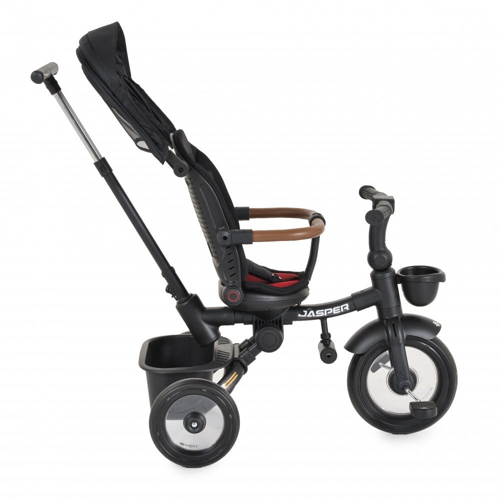Byox Tricicleta pentru copii Jasper Black pliabila cu maner parental spatar reglabil scaun rotativ greutate admisa 25 kg
