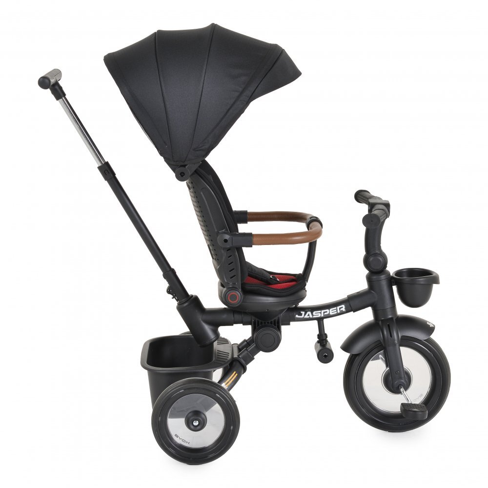 Byox Tricicleta pentru copii Jasper Black pliabila cu maner parental spatar reglabil scaun rotativ greutate admisa 25 kg
