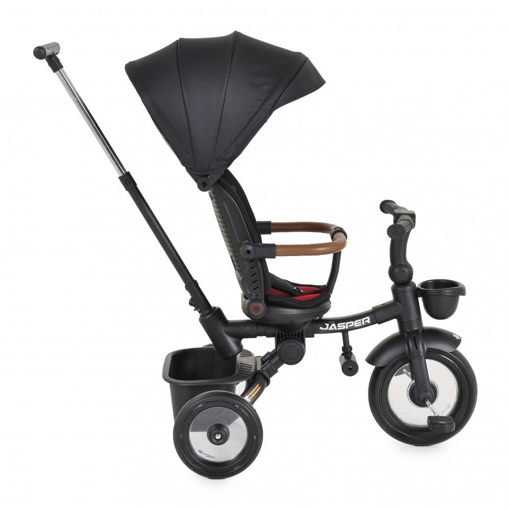Byox Tricicleta pentru copii Jasper Black pliabila cu maner parental spatar reglabil scaun rotativ greutate admisa 25 kg