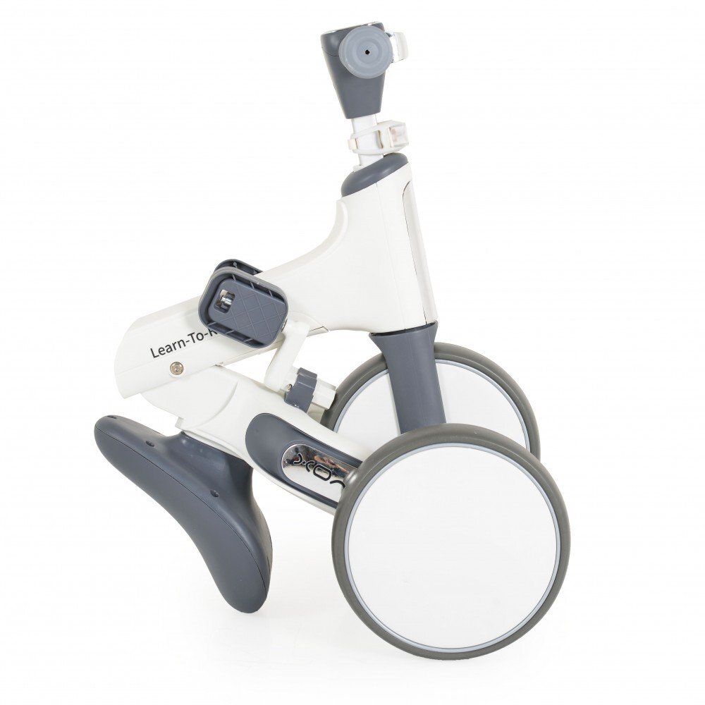 Byox Tricicleta pentru copii Learn to Ride White 2 in 1 cu pedale transformabila structura usoara pliere compacta sistem de siguranta cu viraj limitat roti din cauciuc EVA si far cu lumina