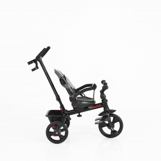 Byox Tricicleta pentru copii Quick Grey cu roti EVA sezut reversibil suport pentru picioare frana pe rotile din spate si maner cu control al directiei