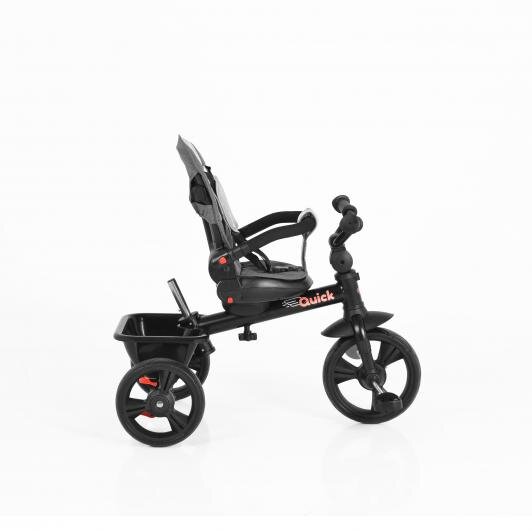 Byox Tricicleta pentru copii Quick Grey cu roti EVA sezut reversibil suport pentru picioare frana pe rotile din spate si maner cu control al directiei