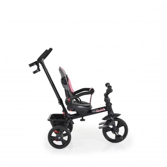 Byox Tricicleta pentru copii Quick Pink cu roti EVA sezut reversibil suport pentru picioare frana pe rotile din spate si maner cu control al directiei