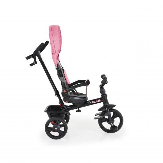 Byox Tricicleta pentru copii Quick Pink cu roti EVA sezut reversibil suport pentru picioare frana pe rotile din spate si maner cu control al directiei