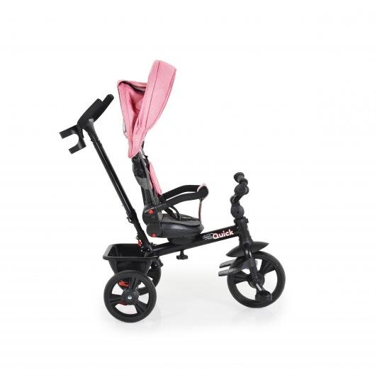 Byox Tricicleta pentru copii Quick Pink cu roti EVA sezut reversibil suport pentru picioare frana pe rotile din spate si maner cu control al directiei