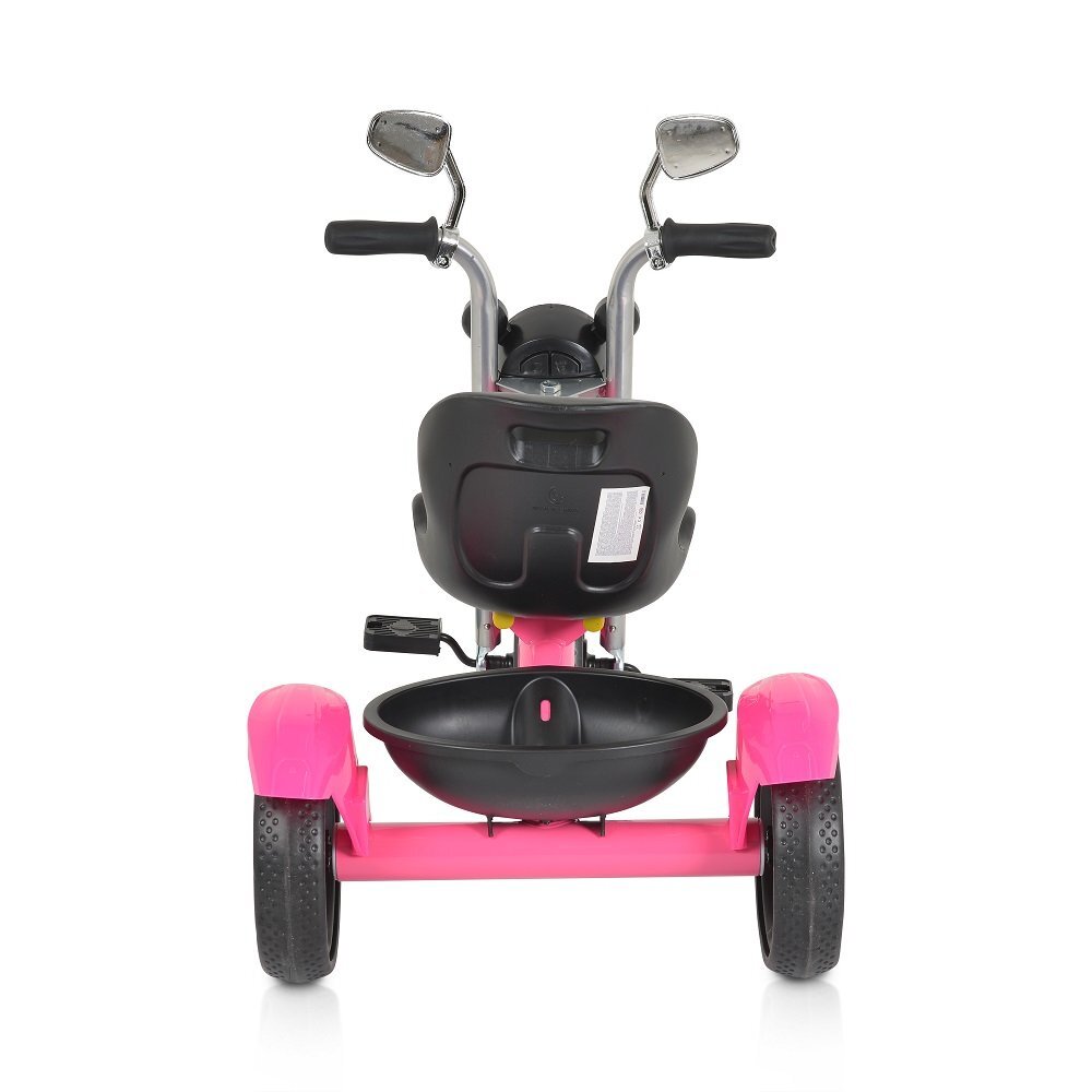 Byox Tricicleta pentru copii Retro Pink cu far luminos oglinzi cos roti din cauciuc Eva scaun reglabil de la 3 ani pana la 25 kg