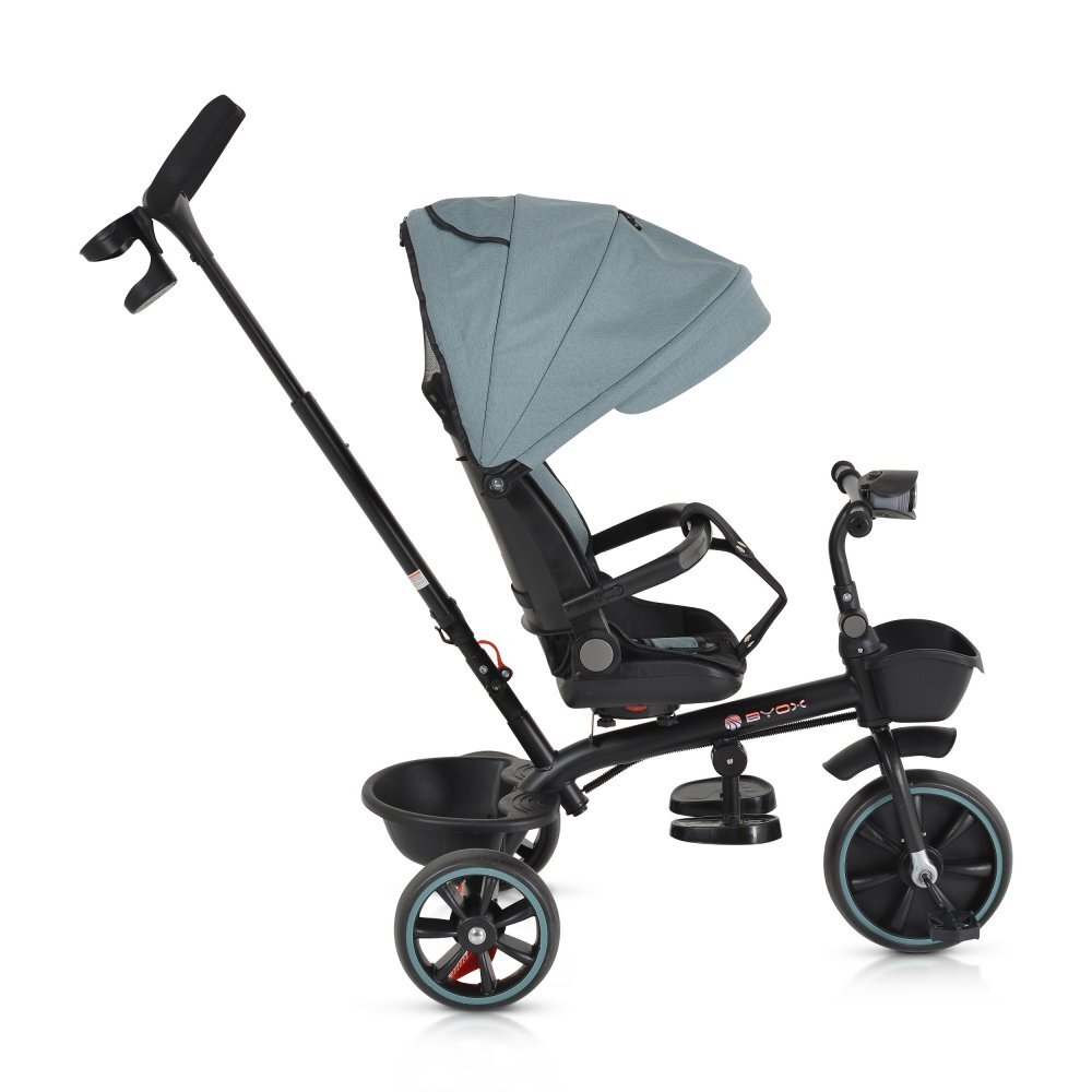 Byox Tricicleta pentru copii Summer Blue cu roti Eva maner parental detasabil scaun rotativ spatar reglabil si suport picioare