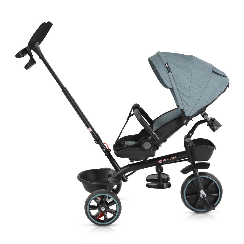 Byox Tricicleta pentru copii Summer Blue cu roti Eva maner parental detasabil scaun rotativ spatar reglabil si suport picioare