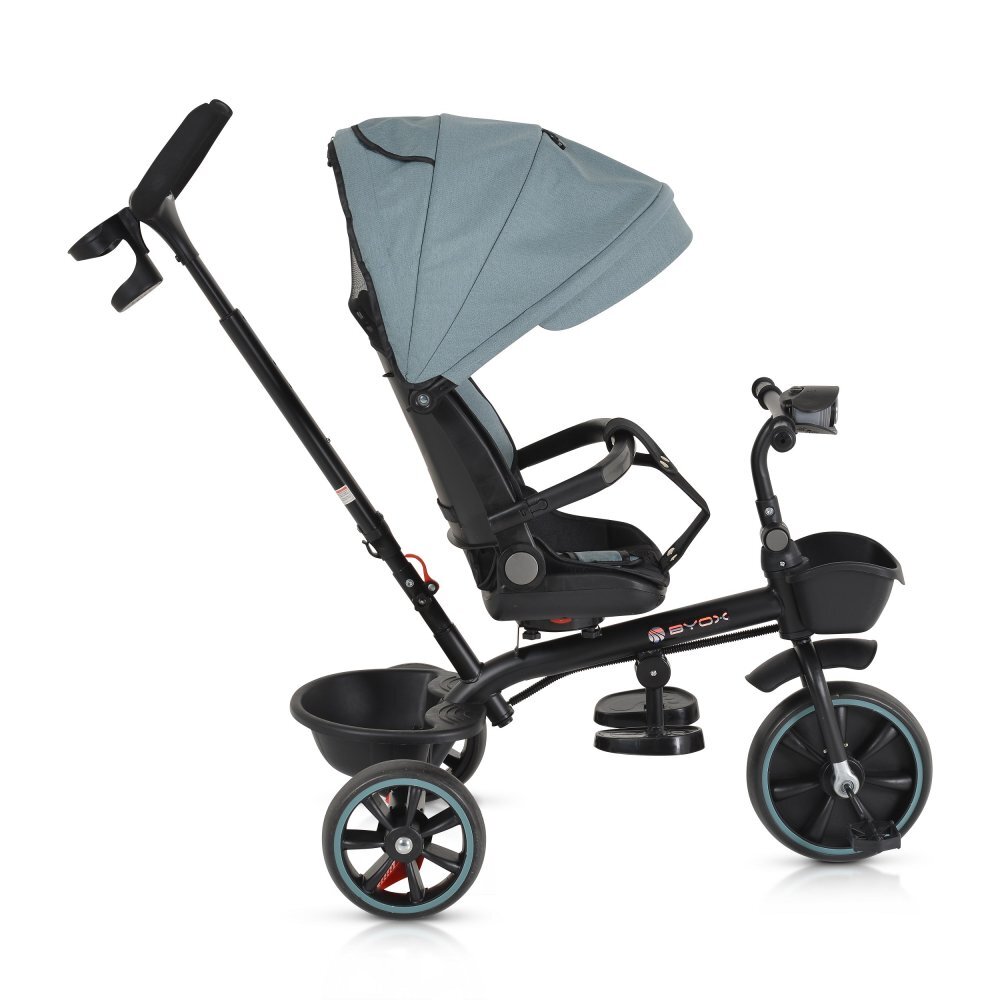 Byox Tricicleta pentru copii Summer Blue cu roti Eva maner parental detasabil scaun rotativ spatar reglabil si suport picioare