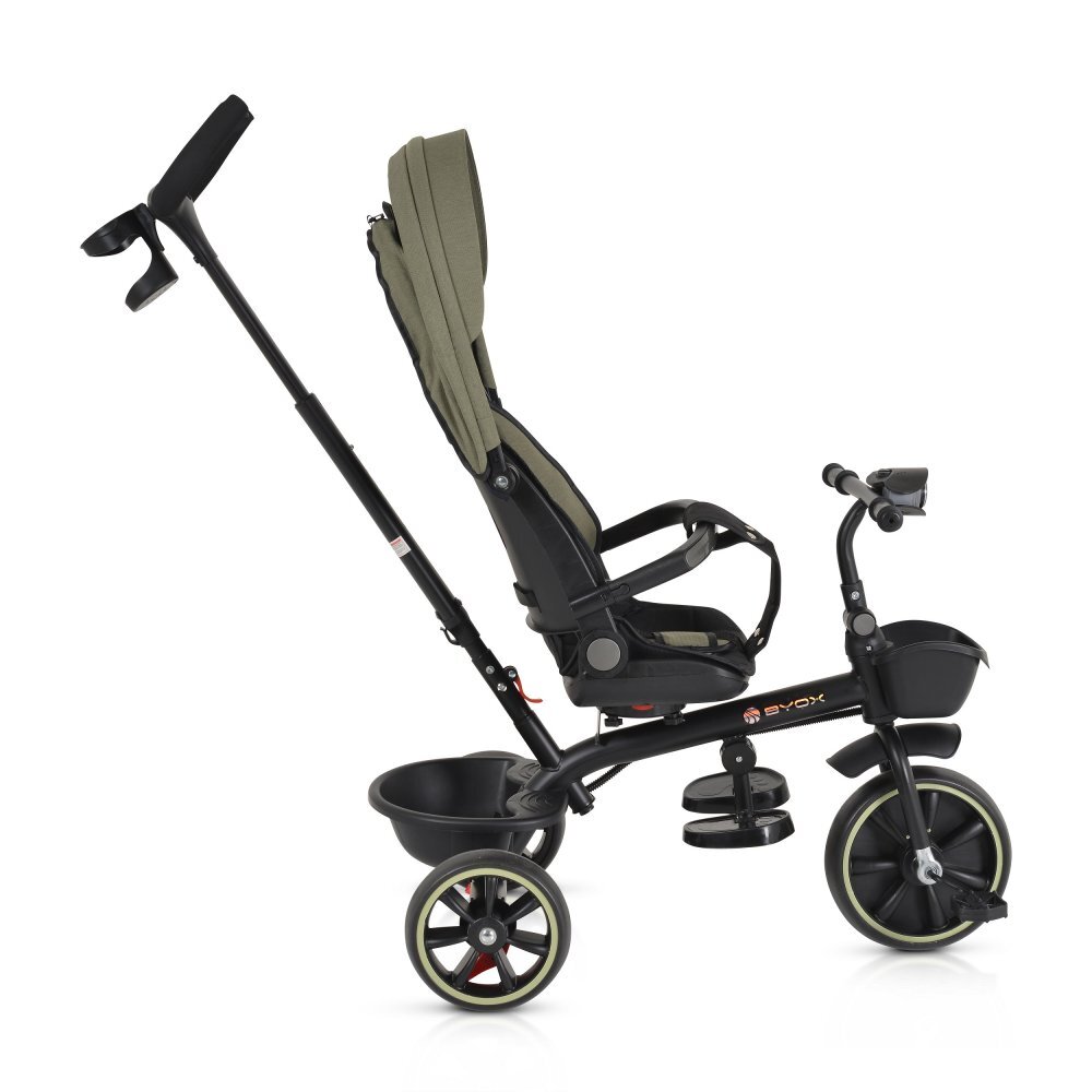 Byox Tricicleta pentru copii Summer Green cu roti Eva maner parental detasabil scaun rotativ spatar reglabil si suport picioare