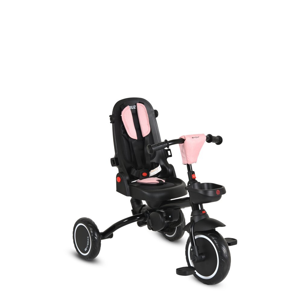 Byox Tricicleta pliabila pentru copii Cruz Pink cu scaun rotativ 360 gradespatar reglabilcopertinamaer parental reglabilroti EVA cu franacosuletgentuta si suport pahar